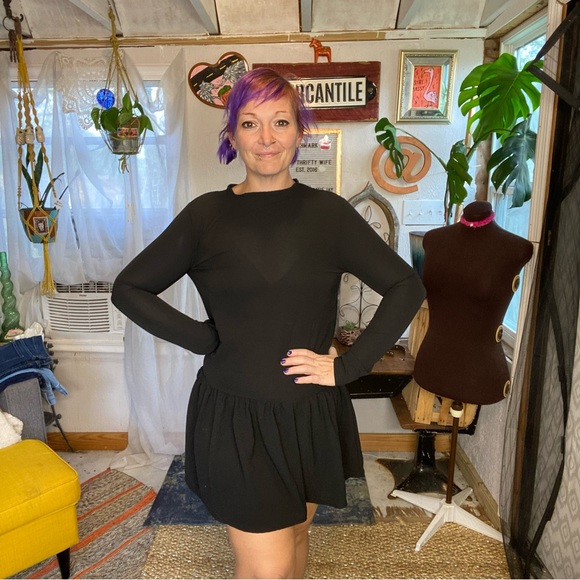 PrettyLittleThing Semi Sheer All Black Long Sleeve Ruffle Dress Size 4 Small - Picture 4 of 17